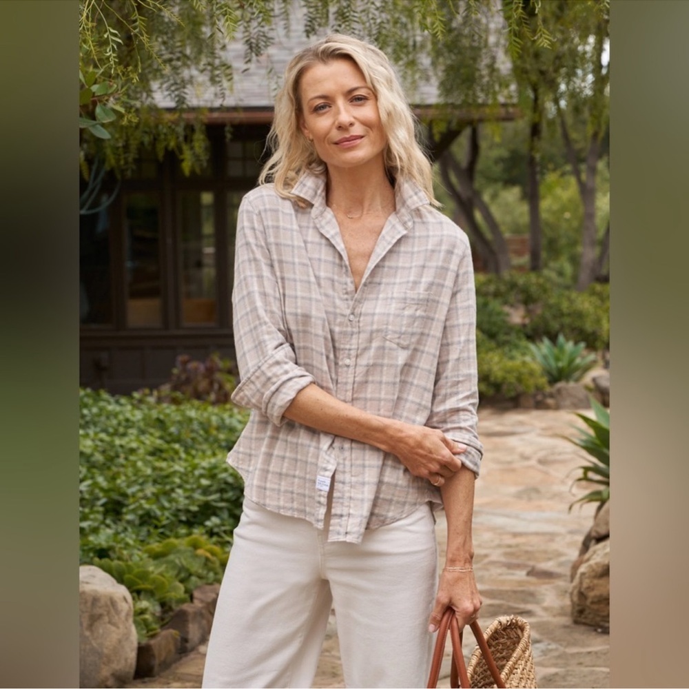 Frank & Eileen EILEEN Relaxed Button-Up Shirt Flannel - Sand and Gray Plaid